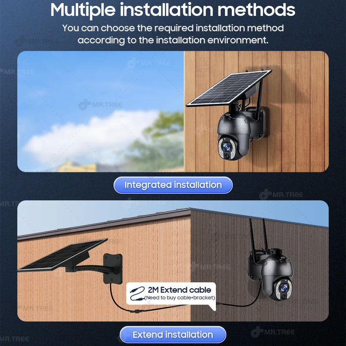 Home Outdoor Surveillance Solar Camera 4G SIM 50X Optical Zoom 4K Wifi Security Protection Cam Human Detection CCTV IP Cameras