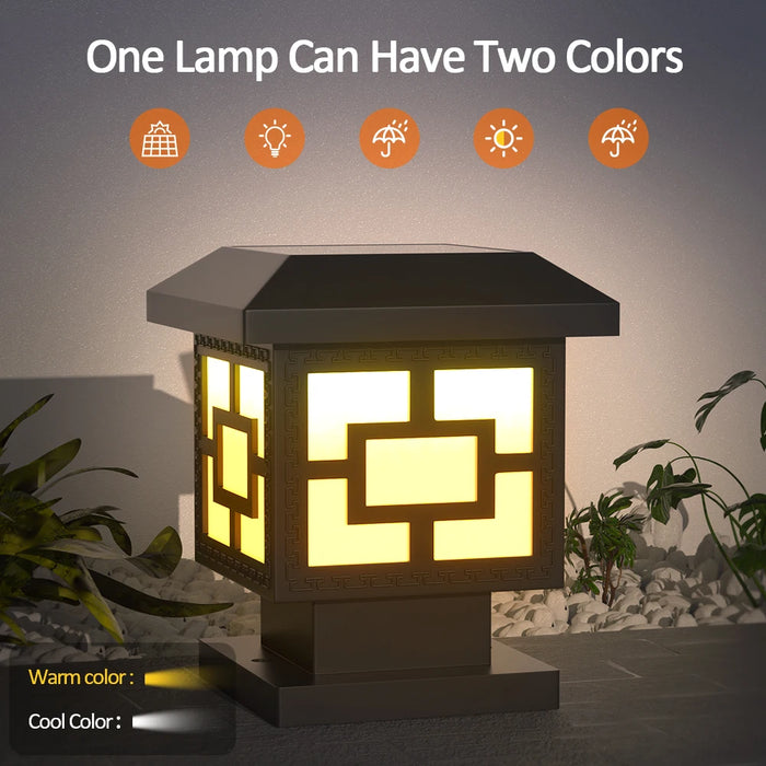 Outdoor Solar Stigma Post Cap Lights, Waterproof LED Bulb Included, Lawn Landscape Pillar Head Lamp for Garden, Patio, Pathway