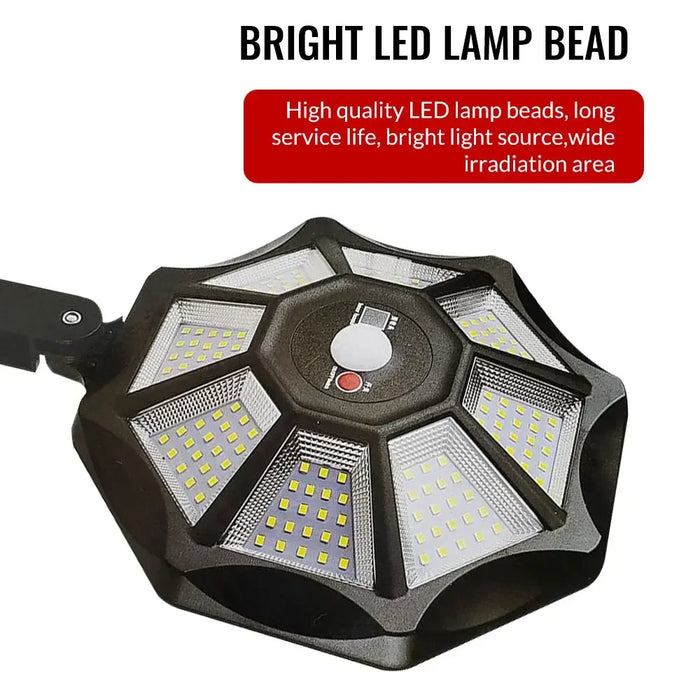 Outdoor Solar Flood Light 168LED Motion Sensor IP65 Waterproof Octagonal Design Dusk to Dawn 360° Adjustable Parking Lot Lights
