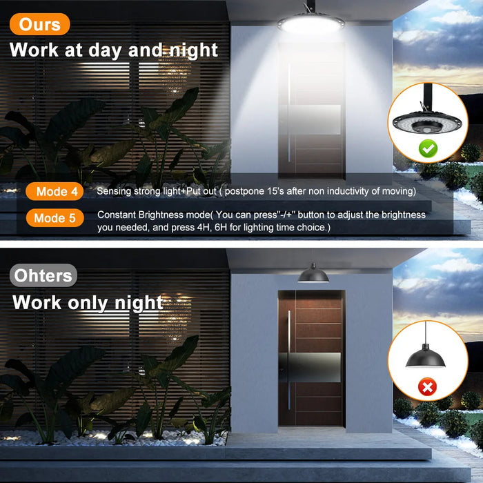 Solar Lights Indoor Outdoor Solar Pendant Light 180/228 LED Shed Lamp Motion Sensor with Remote IP65 Waterproof Barn Gazebo Yard