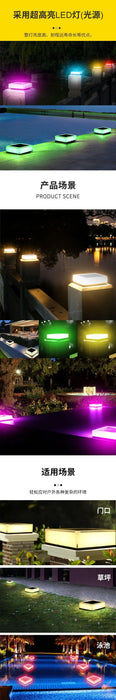 2025 Solar Energy Square Column Lamps IP68 Outdoor Door Wall Light Garden Column Light RGB Gradient Courtyard Lamp HOT