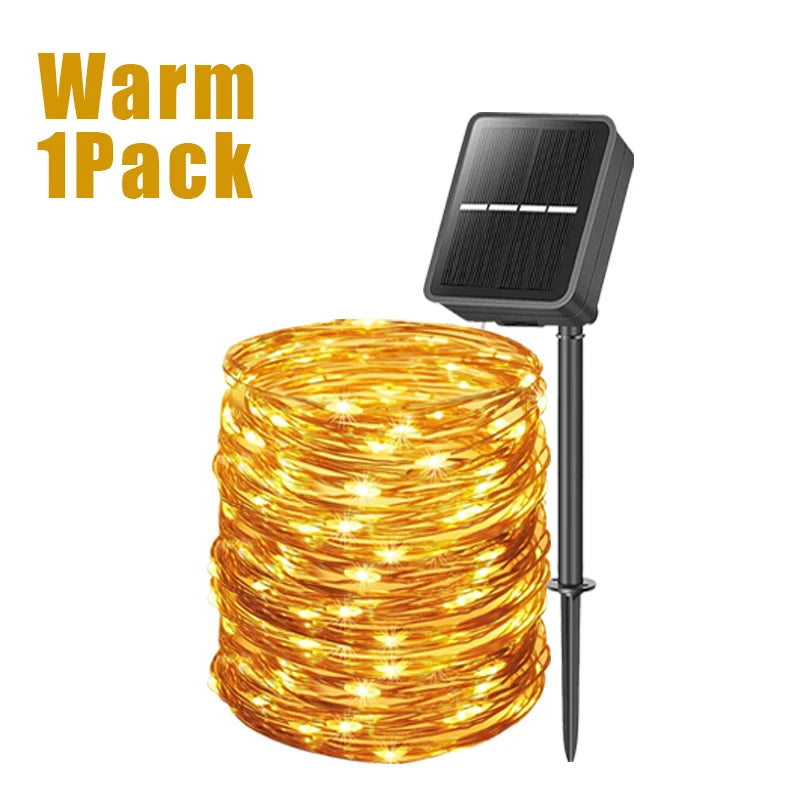 Outdoor LED Solar Fairy Lights Christmas Decoration Waterproof Solar Garland 8Mode Lights For Xmas Party Patio Balcony Yard