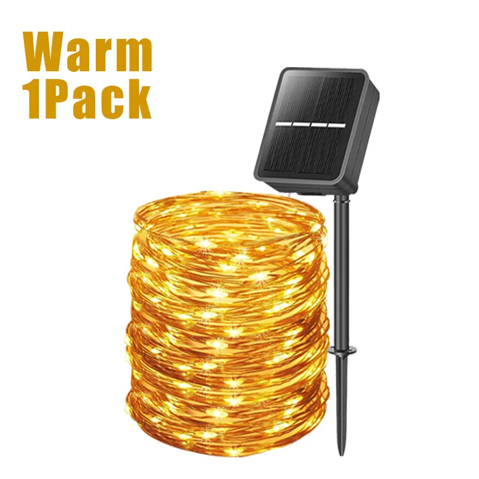 Outdoor LED Solar Fairy Lights Christmas Decoration Waterproof Solar Garland 8Mode Lights For Xmas Party Patio Balcony Yard