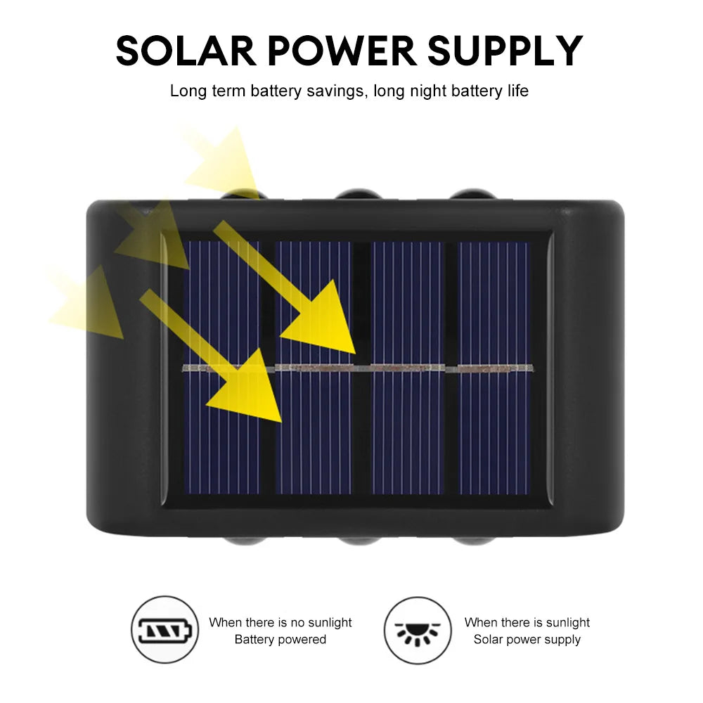 Solar Wall Light Outdoor Waterproof Solar Led Lights Up and Down Luminous Lamp for Garden Yard Street Landscape Balcony Decor