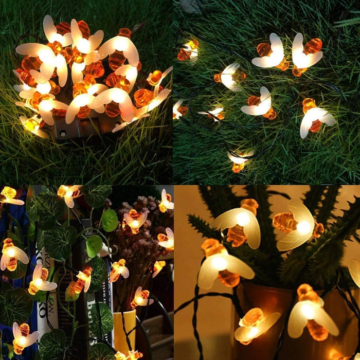 Solar String Light 20 LED Cute Bee Outdoor Light Wedding Home Garden Patio Party Christmas Tree Honeybee Starry Fairy Decor Lamp