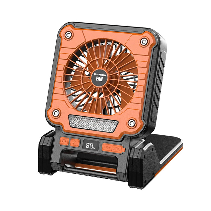 Solar Powered Camping Light with Fan Folding Portable Desk Lamp  Rechargeable Battery for Outdoor Hiking Fishing Camping