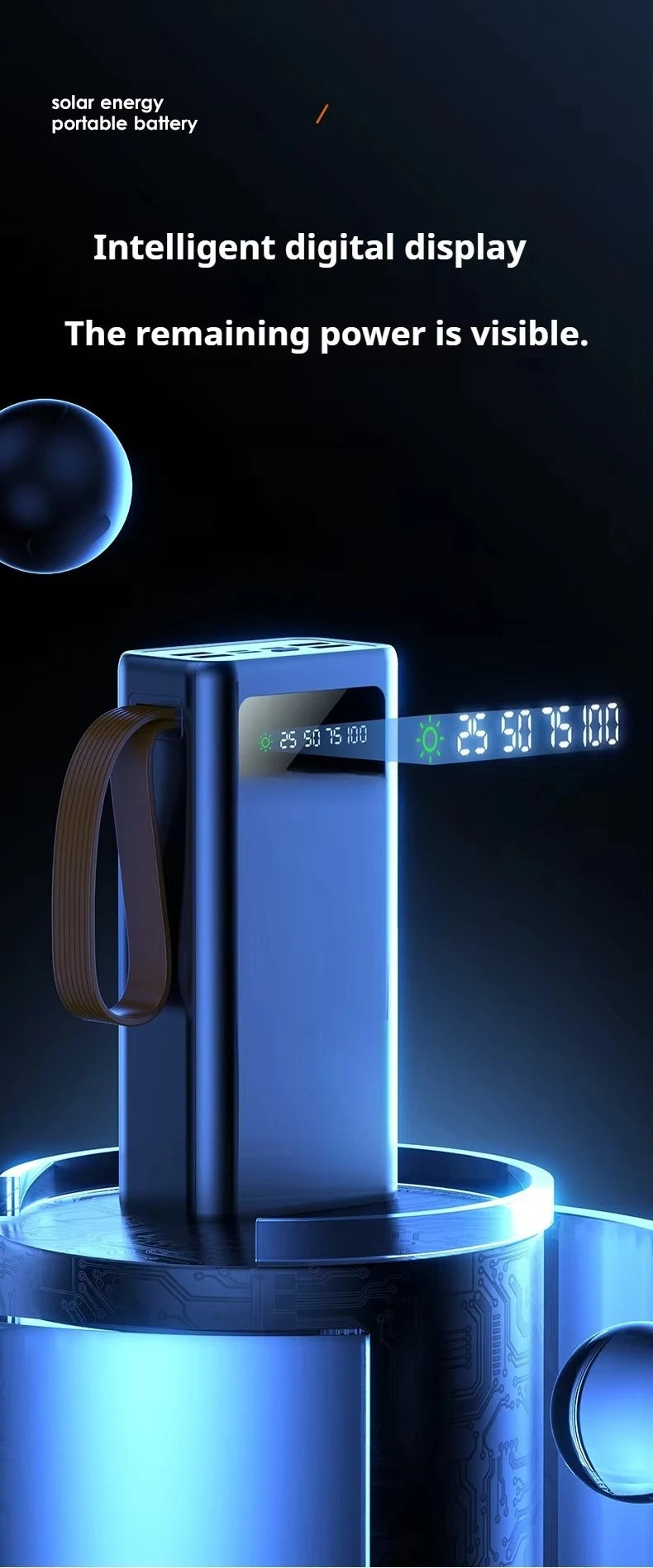 90000mAh Large Capacity Portable Power Bank with Solar or Camping Light Function Fast Charging External Backup Battery