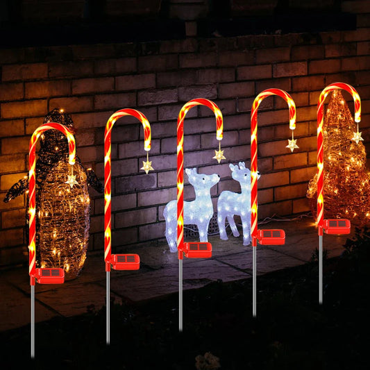 Solar Christmas Decorative Light LED Garden Festival Red Walking Candy Cane Stick Light Outdoor Waterproof Lawn Lamp