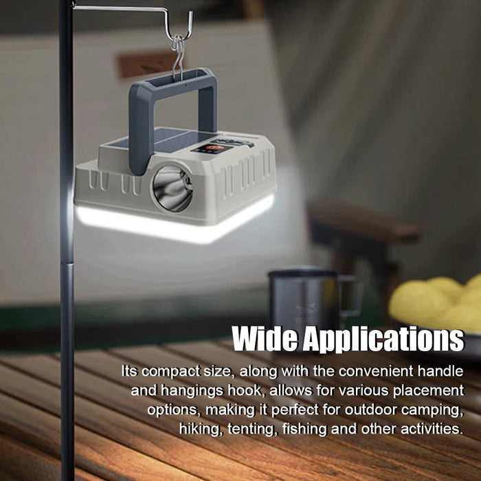 Portable Solar Camping Light Multifunctional Campsite Lantern Waterproof Flashlight Support 5 Light Modes Power Bank Functions