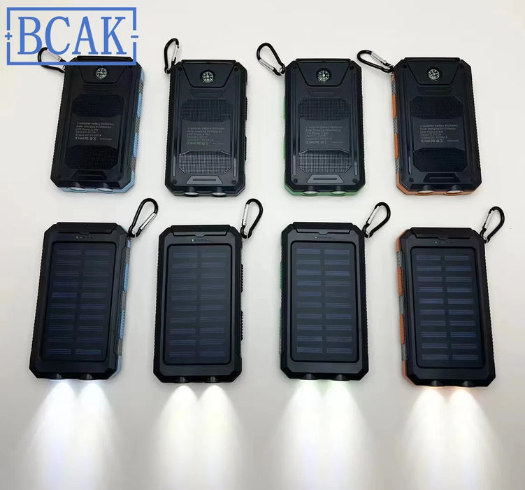 Hot New Style 200000mAh  Large Capacity Solar Power Bank New Portable With Lanyard Compass External Battery Outdoor Camping Char