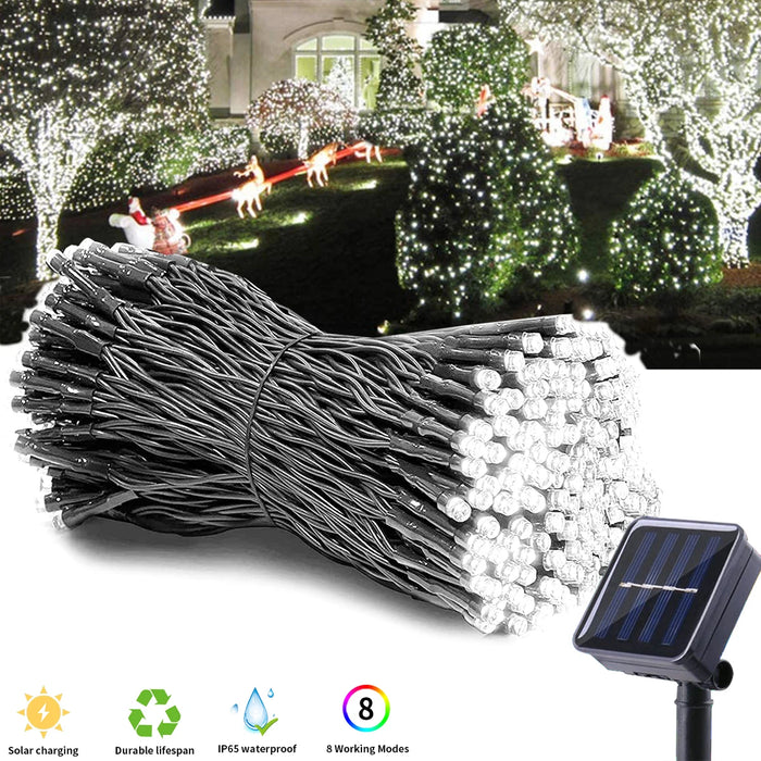 Outdoors Solar String Light 20/50/100LED 8 Modes Solar Lamp Waterproof for Gardens Wedding Party Valentines Christmas Tree Homes