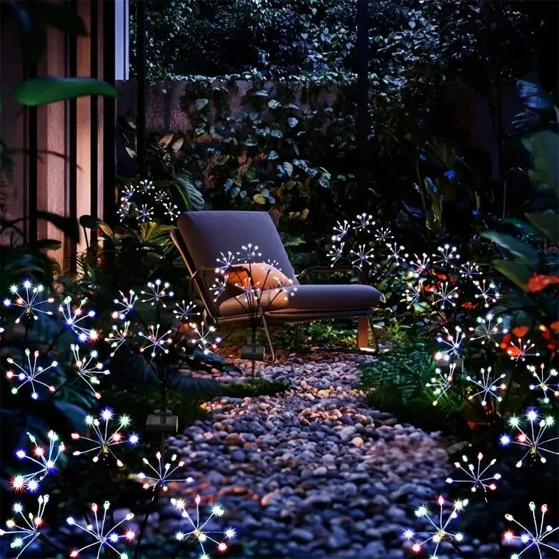 1PC Solar LED Floral Firework Garden Lights Outdoor Waterproof Lawn Lamp,Landscape Lighting For Yard,Terrace,Balcony，Path,Park