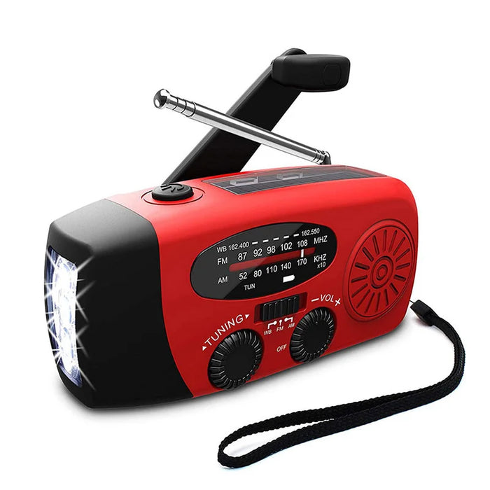 Solar Hand Crank RADIO Receiver US Mini Portable AM/FM Weather Radio With Multifunctional Flashlight Emergency Power supply/Bank