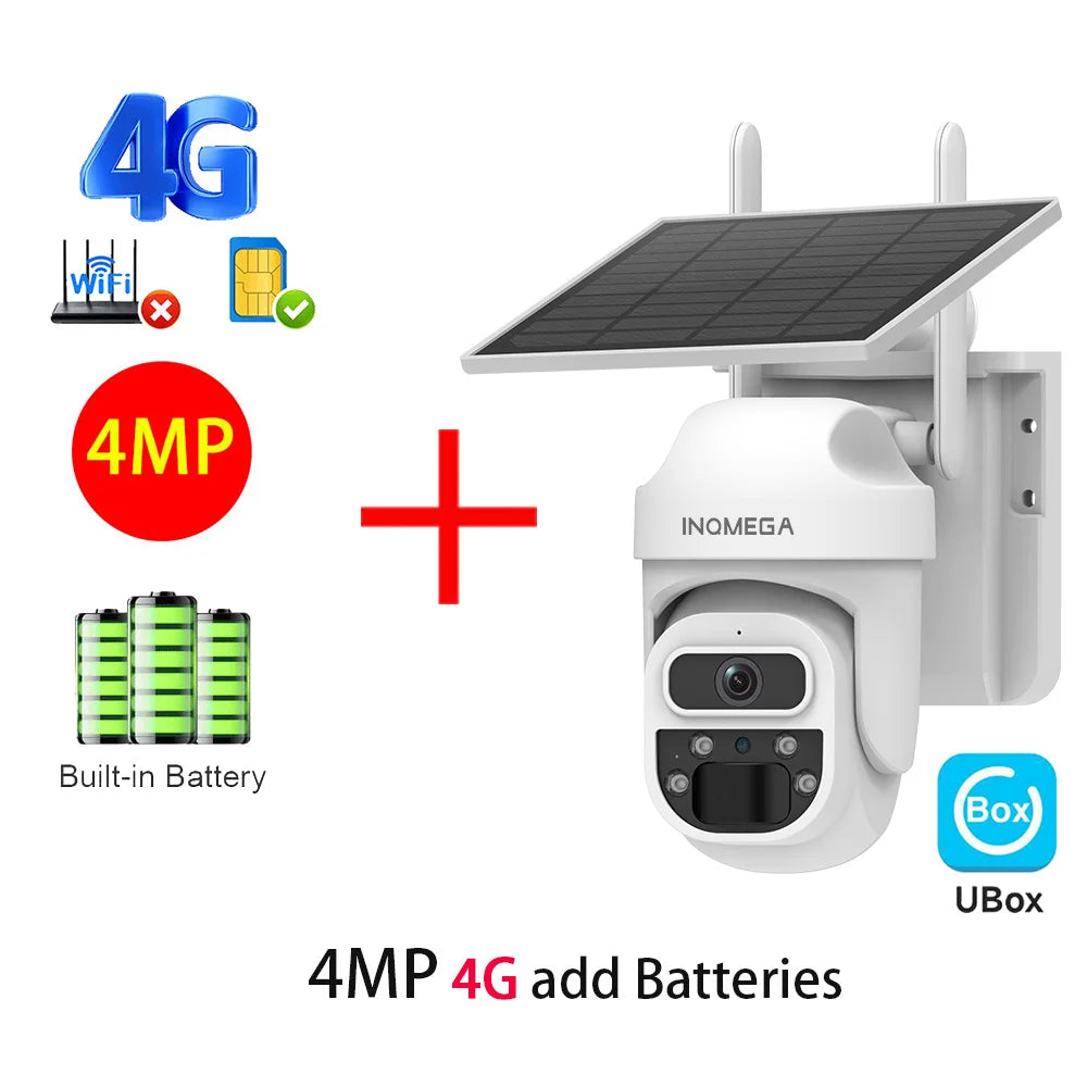 Solar Camera Security Cameras Wireless WIFI / 4G Solar Outdoor Camera 8MP 4K 12X Zoom SIM Human Detection Security Kamera