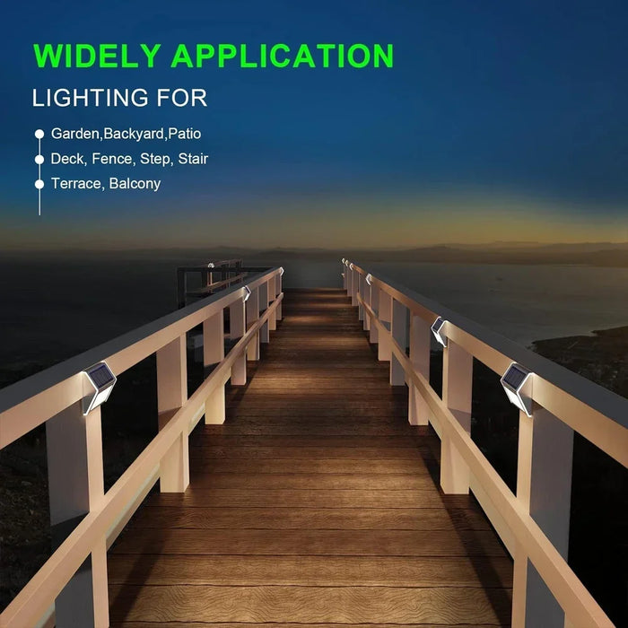Solar Step Lights, Pack Waterproof Solar Deck Fence Stainless Steel Outdoor Light for Garden, Yard, Deck Decor Lighting