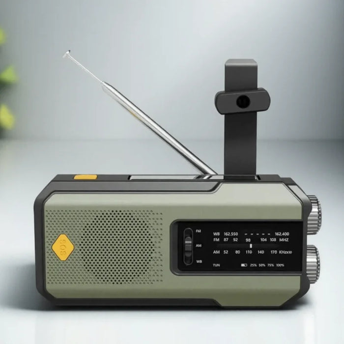 2000mAh Emergency Radio Solar Hand Crank AM FM WB NOAA Weather Global Receiver LED Flashlight SOS Alarm Power Bank