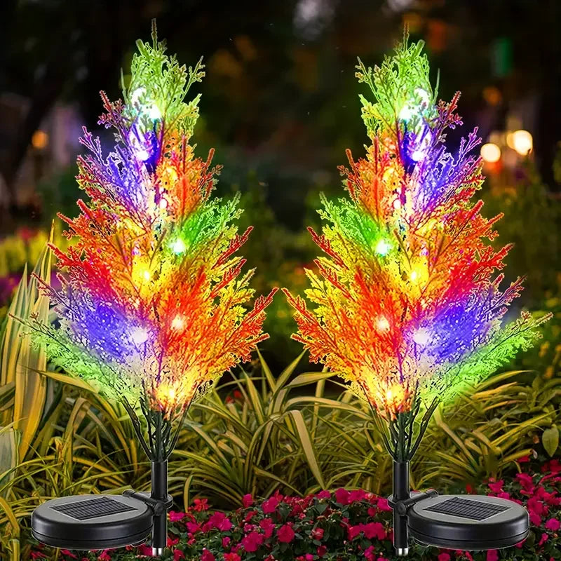 1pc colourful solar pine tree lights, outdoor solar christmas holiday decoration lawn lights, garden access landscape lights