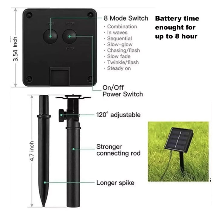 LED Solar Light String 8 Functions Outdoor Waterproof Lawn Starry Sky Christmas Garden Courtyard Decoration Atmosphere Lights