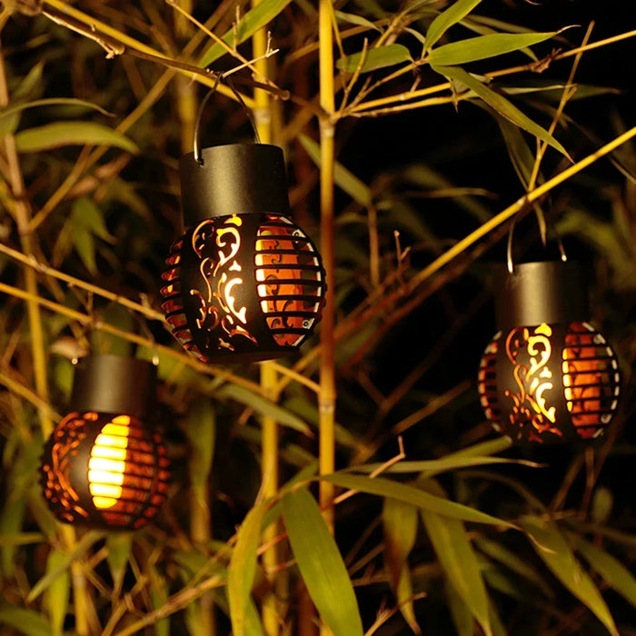Solar LED Outdoor Flame Effect Hanging Lantern Out Waterproof Garden Decoration Lamp Solar Fairy Light For Patio Garden Yard