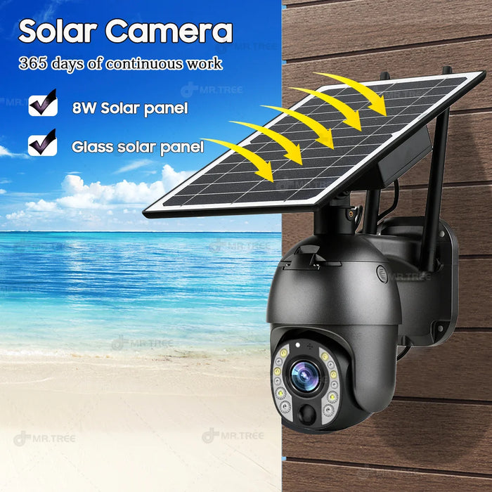 Home Outdoor Surveillance Solar Camera 4G SIM 50X Optical Zoom 4K Wifi Security Protection Cam Human Detection CCTV IP Cameras