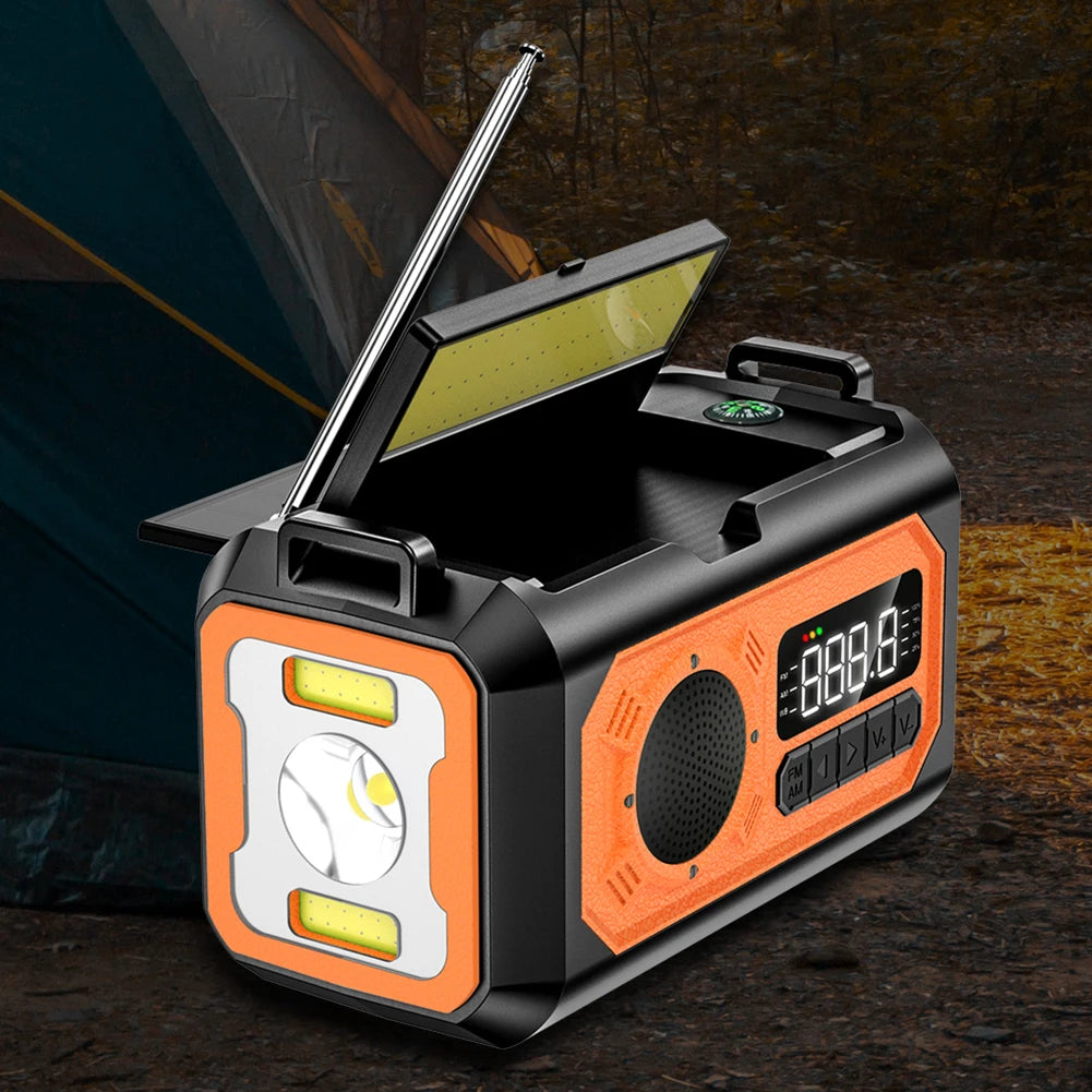 AM/FM/NOAA Radio 12000mAh Weather Alert Radio Portable Solar Hand Crank Radio Reading Lamp with Flashlight Emergency Radio