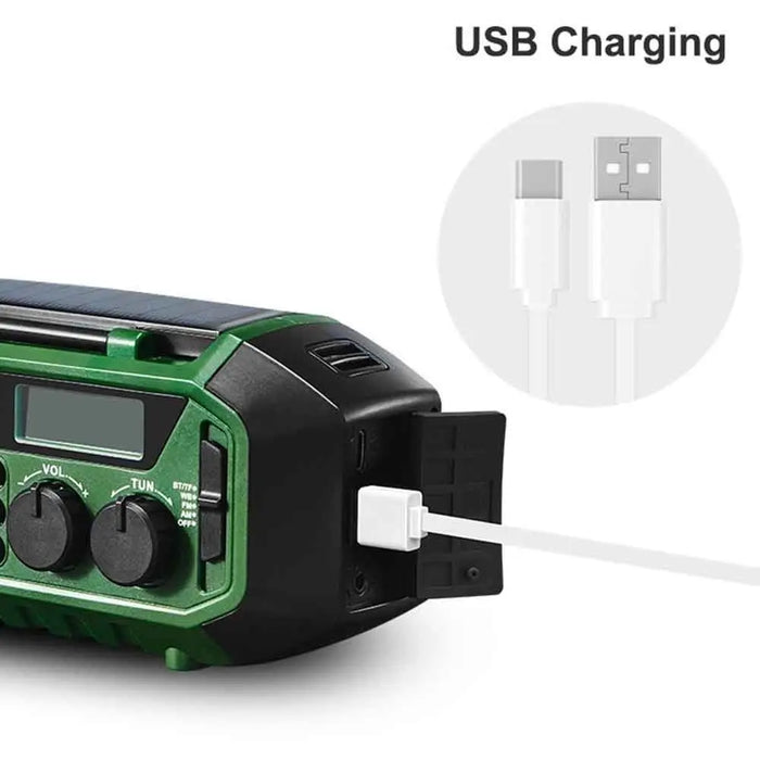 USB Charger Solar Power Emergency Radio with Flashlight SOS Alarm AM/FM/WB Radio Power Bank Multifunctional Bluetooth Speaker