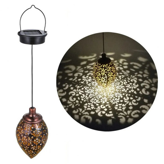 Outdoor Water Drop Shaped Solar Projection Light Waterproof Hollowed-out For Garden Patio Stair Fence Street Landscape Balcony O