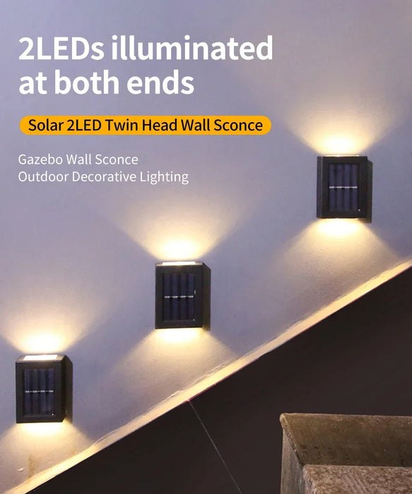 LED Solar Wall Light Outdoor Waterproof Solar Spot Light Up and Down Luminous Lighting For Garden Street Landscape Decoration