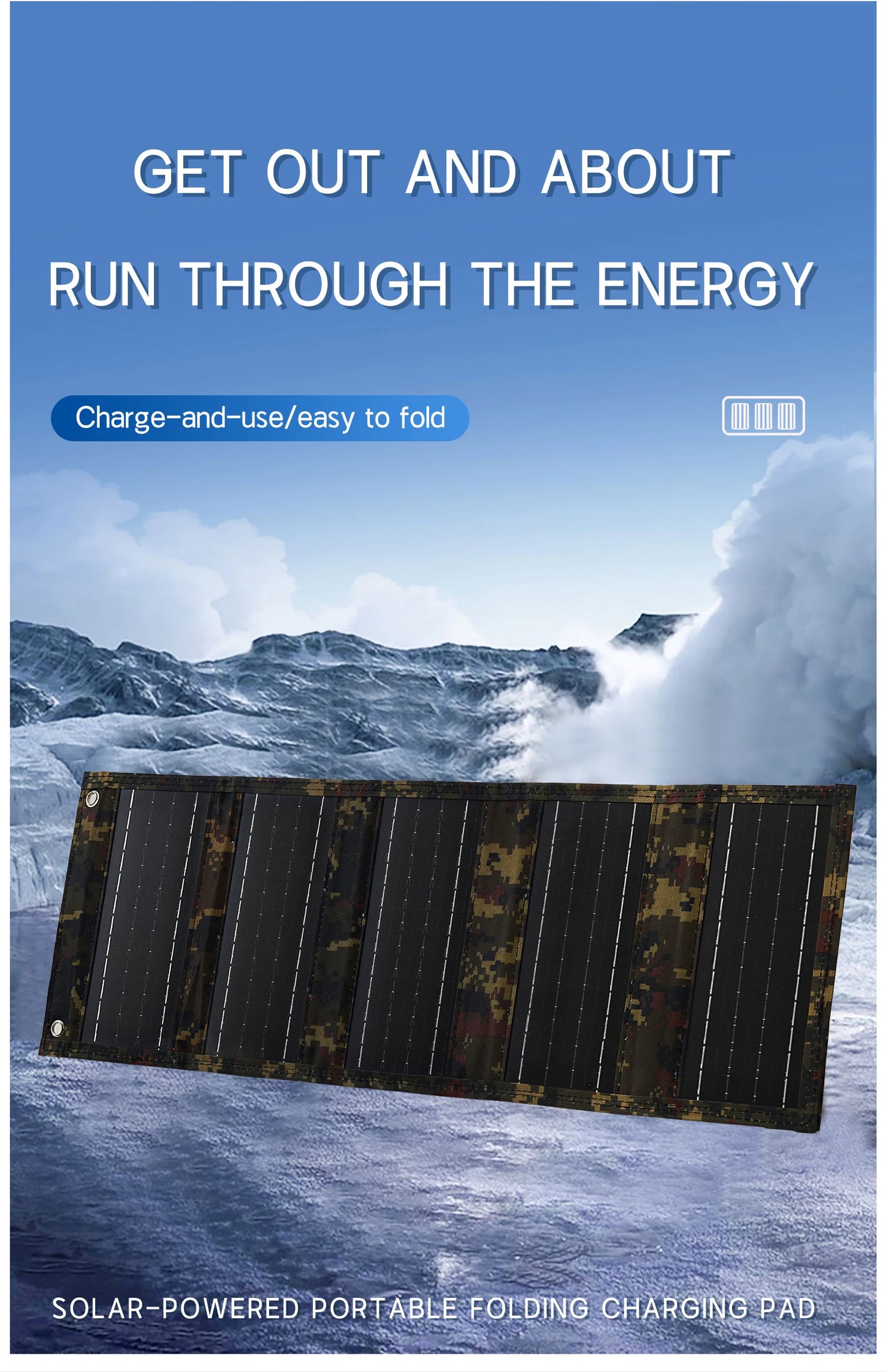 35W Portable Foldable Solar Panel Charger with USB Port - Compact & Lightweight Design for Outdoor Travel & Camping