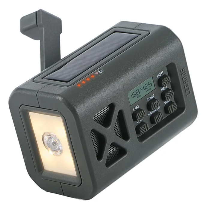 FULL-All-In-One Solar Powered Crank Radio With NOAA Alert, AM/FM, SOS Alarm, Flashlight, And Reading Light