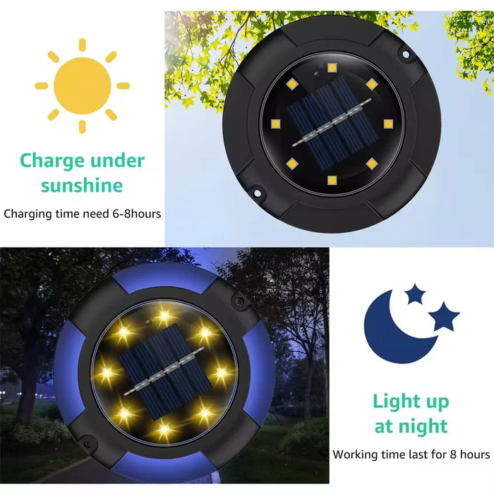 Super Bright Solar Powered Ground Lamp Outdoor Patio Light Waterproof Garden Lawn Decorative Stairway Step Lamp Night Light