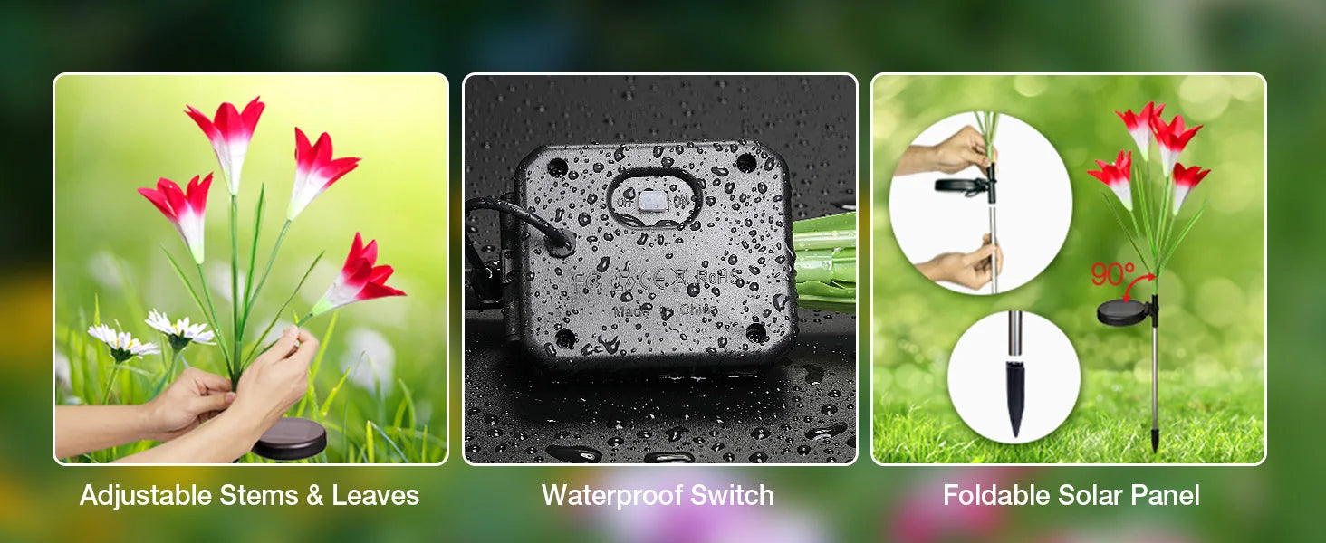 Outdoor Solar Lights Solar Garden Lawn Lights Bigger Lily Flowers landscape lighting for Outdoor Patio Yard Garden Decoration