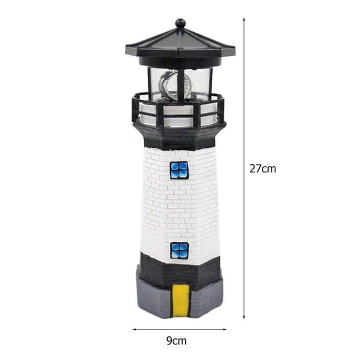 Lighthouse Shape Solar LED Light Garden Fence Yard Outdoor Decor Beacon Lamp Smart Sensor Beacon Rotating Beam Lamp Garden Decor