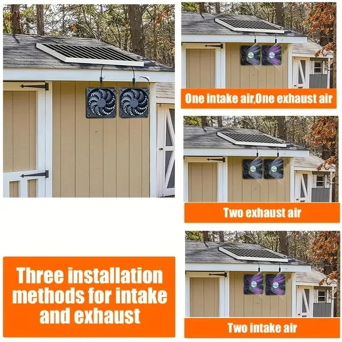 Solar fan set, waterproof and portable solar panel and fans, suitable for greenhouses, poultry houses, solar charging