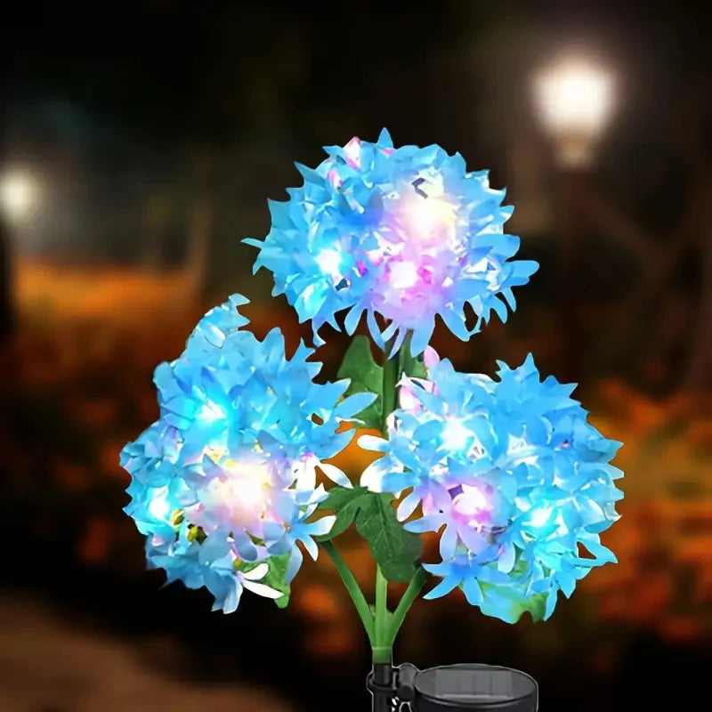 Solar Lights Solar Flowers Lights with 3 Head Hydrangea Flowers Waterproof for Garden Yard Patio Lawn Backyard Pathway Decor