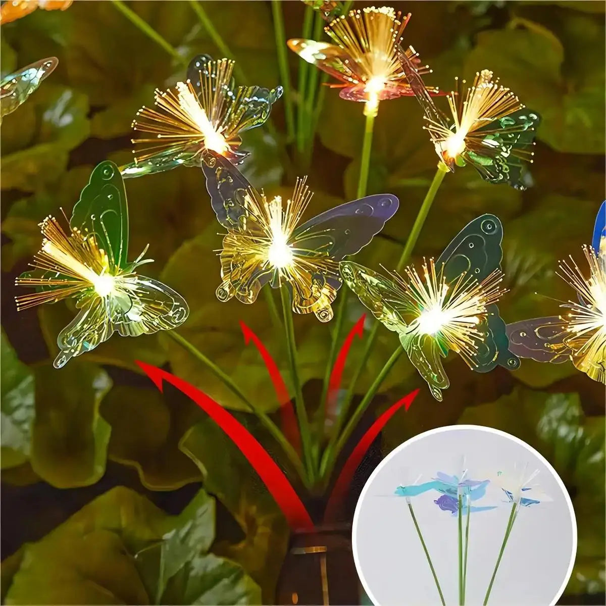 Solar Led Butterfly Flower Light Lights For Outdoor Garden Patio Lawn Ground Pathway Stake Lamp Decor Decoration Yard Waterproof