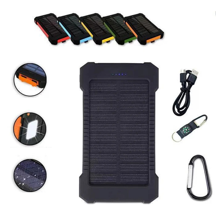 New 20000mah Solar Power Bank Portable Power Bank Power Supply, Outdoor Camping LED Lighting Compass Mobile Phone Charging