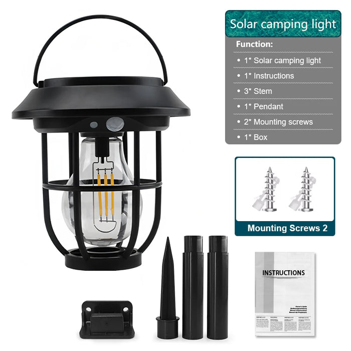 1200LM Warm Solar Camping Lights Lawn Lights Wall Lamps Solar Outdoor Lights Courtyard Garden Decoration Night Light Mood lights