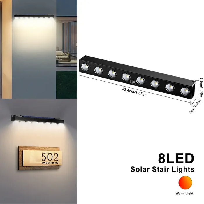 LED Solar Wall Sign Light Outdoor Waterproof Atmosphere Lighting Solar Powered Lamp for Outside Backyard Garden Street Fence