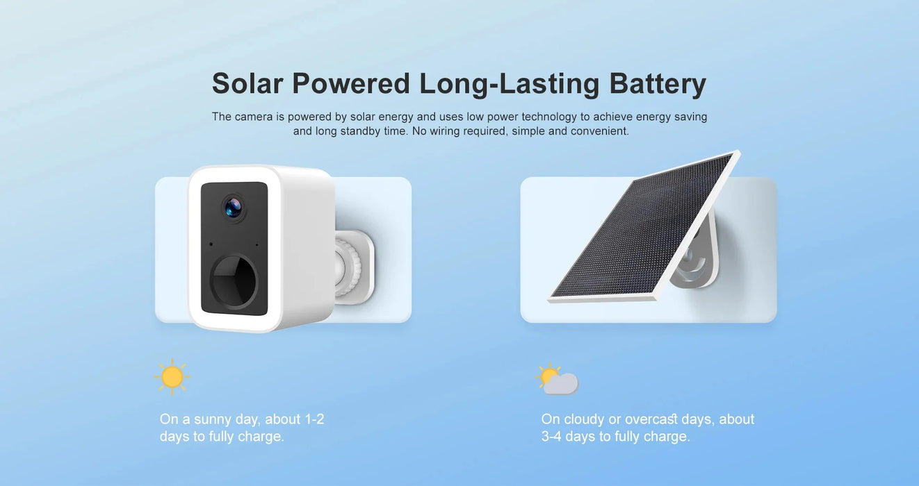 Outdoor 3MP Solar HD Surveillance Camera LED Full Color Night Vision Intelligent Motion Detection IP66 Waterproof High Endurance
