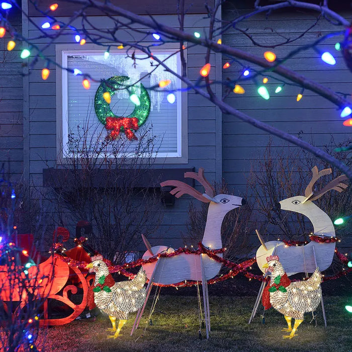 Courtyard Christmas Led Solar Night Lights Outside Garden Decoration Ornaments Chicken Hen Glowing Pastoral Chickens Lamps 2024