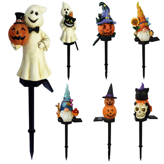 Outdoor Halloween Ghosts Pathway Light Waterproof Solar Pumpkin Stake Light for Christmas Halloween Party Decoration Night Light