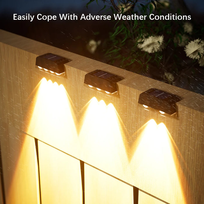 Solar Powered Wall Mounted LED Lights (2/3/4 LED) Automatic Night Lighting, Weather Resistant, Ideal for Outdoor Walls, Fences