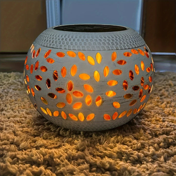 Solar Table Lanterns Outdoor Waterproof - LED Lamp White Metal Table Lights -Solar Powered Decorative Lantern for Desk Patio