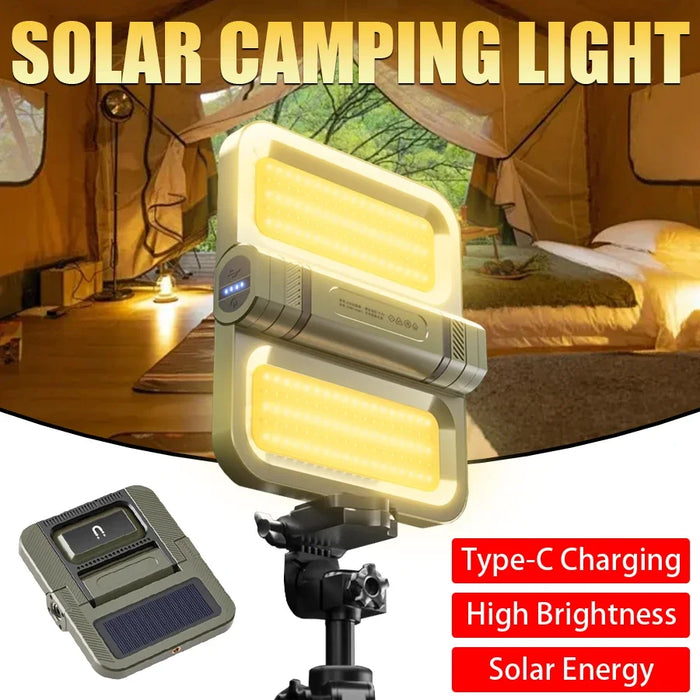 Solar LED Camping Light 5000mAh Portable USB Rechargeable Tent Lamp 5 Mode Torch Emergency Outdoor Waterproof  Hanging Lantern