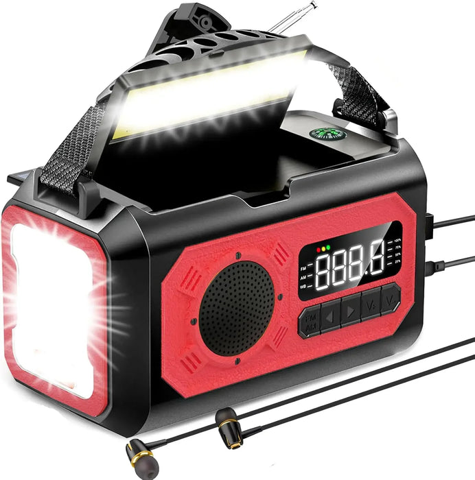 Hand Cranked Solar Powered Portable AM/FM/NOAA Weather Radio 12000mAh With LED Flashlight Portable Power Bank Outdoor Radio