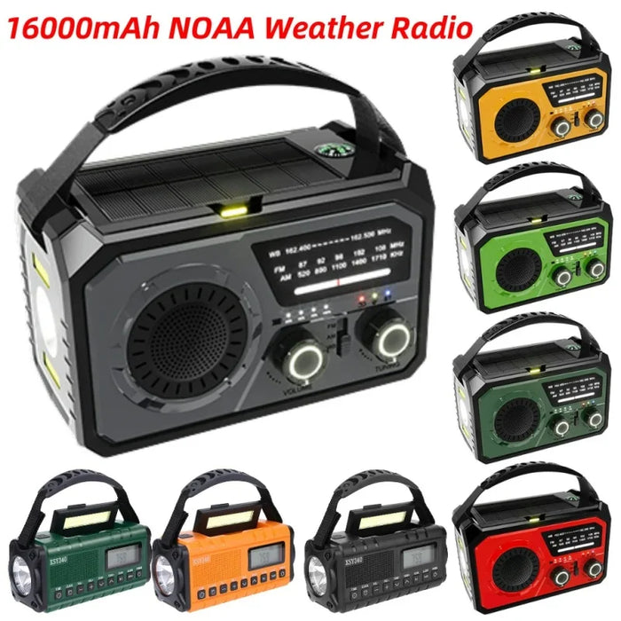 Emergency Radio AM/FM/NOAA Weather Radio Solar Hand Crank Generator Portable Radio with Flashlight Power Bank SOS Alarm Flashlig