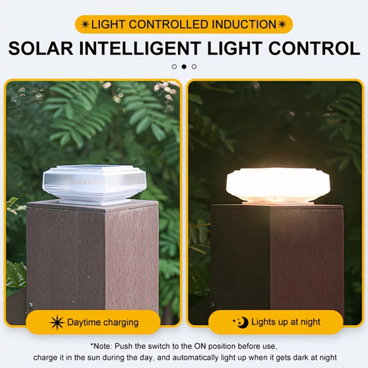 Led Solar Post Light Warm Pillar Lamp Rechargeable Outdoor With Lamps Landscape Garten Floor Panel Drop Lampe Powered Decoration