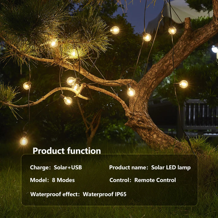 Solar String Lights Outdoor G40 Patio Lights with LED Shatterproof Bulbs,Weatherproof Hanging Lights for Backyard Bistro