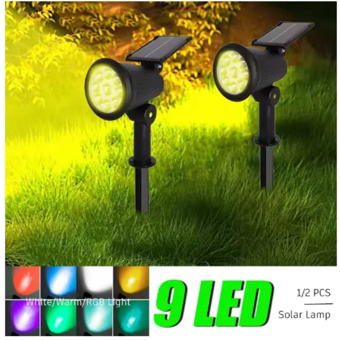 Solar Pathway Lights Outdoor Waterproof Bright Floodlight Garden Rgb Decora Light Led Landscape Spotlights For Yard Fenced